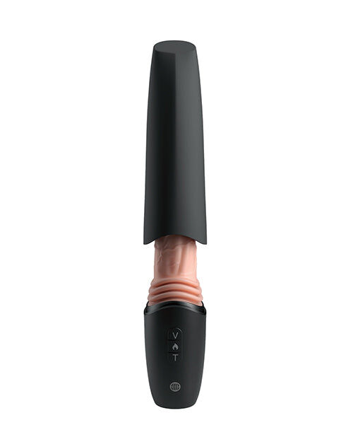 KING COCK PLUS – STOSSENDER SILIKON-DILDO MIT GASHEBEL, VIBRATIONSFUNKTION UND WÄRMELICHT, 12.7 CM