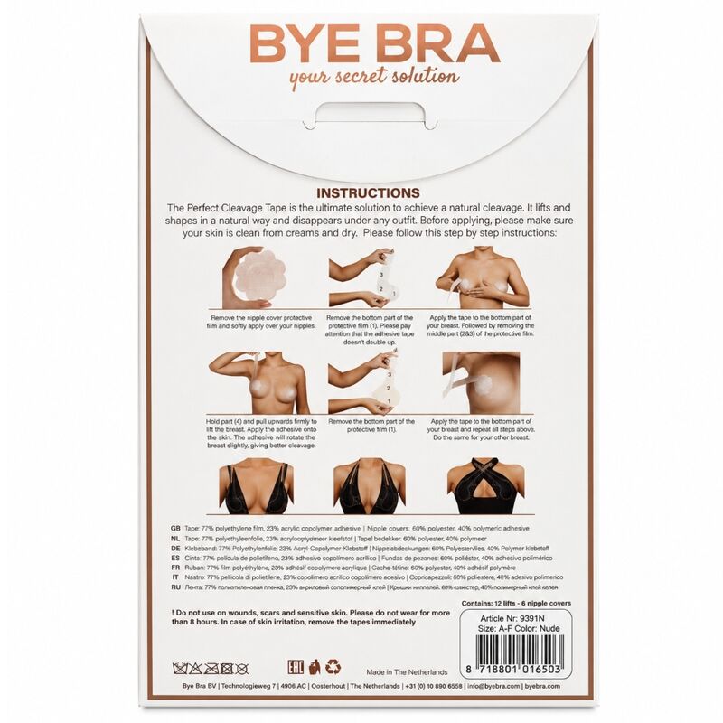 BYE-BRA - VERBESSERUNGSBAND + KOSTENLOSE NIPPELABDECKUNGEN CUP A-F