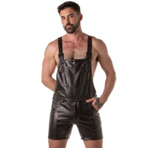 LOCKER GEAR - PUNCH HOLE LEATHERETTE KURZE LATZHOSE SCHWARZ S