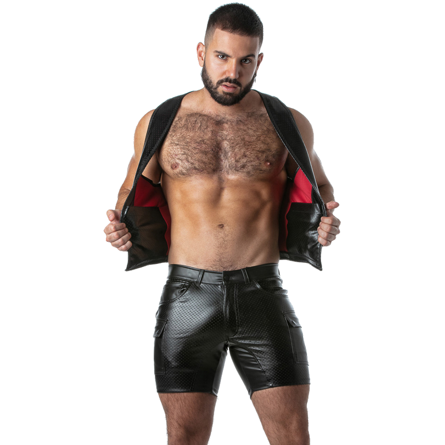 LOCKER GEAR - PUNCH HOLE LEATHERETTE WESTE ROT L