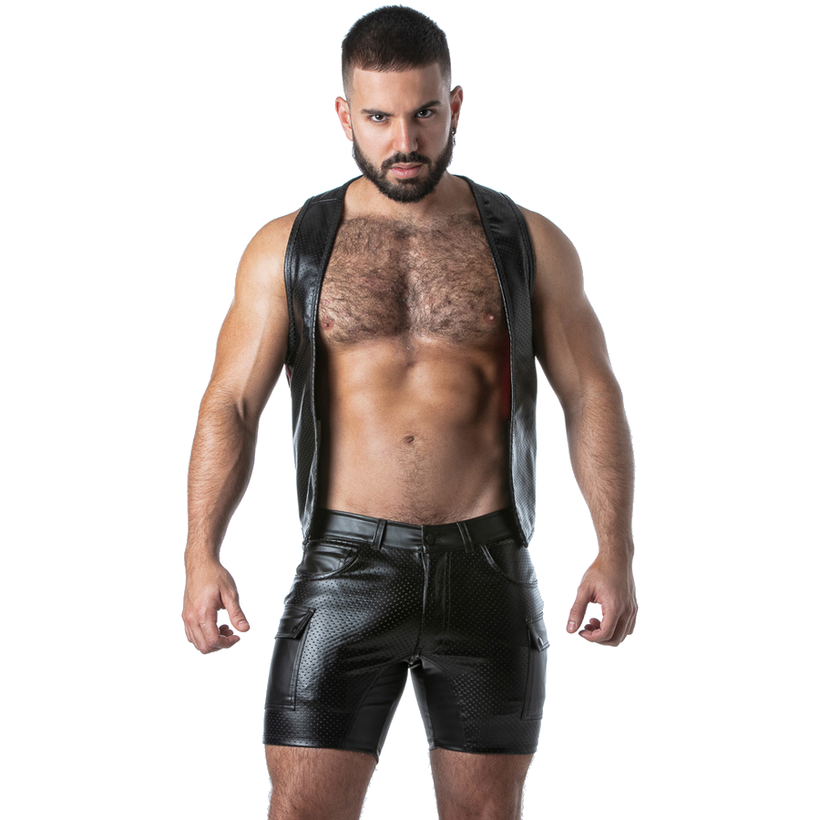 LOCKER GEAR - PUNCH HOLE LEATHERETTE WESTE ROT L