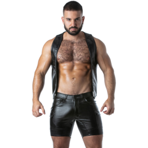 LOCKER GEAR - PUNCH HOLE LEATHERETTE WESTE BLAU XL