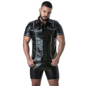 LOCKER GEAR - PUNCH HOLE LEATHERETTE HEMD WEISS M
