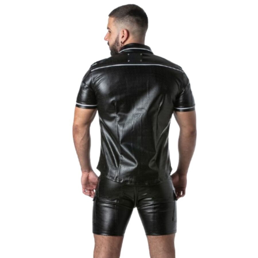 LOCKER GEAR - PUNCH HOLE LEATHERETTE HEMD WEISS L