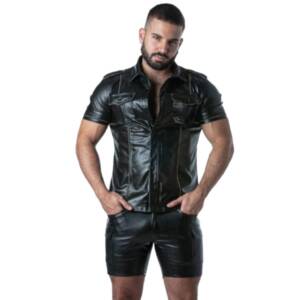 LOCKER GEAR - PUNCH HOLE LEATHERETTE HEMD KHAKI XL