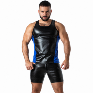 LOCKER GEAR - PUNCH HOLE LEATHERETTE TANKTOP BLAU XL