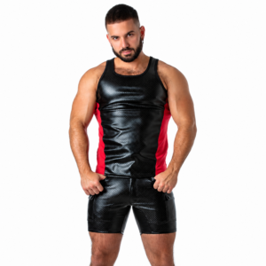 LOCKER GEAR - PUNCH HOLE LEATHERETTE TANKTOP ROT S