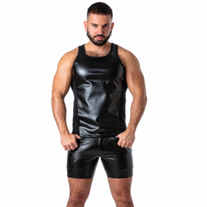 LOCKER GEAR - PUNCH HOLE LEATHERETTE TANKTOP SCHWARZ S