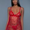 Valentine durchsichtiges Babydoll-Set – Rot
