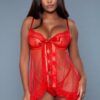 Emma Polka gepunktetes Netz-Babydoll – Rot