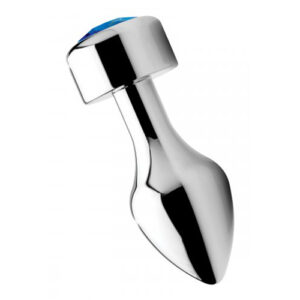 Aluminium Butt Plug mit blauem Kristall - Groß