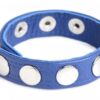 Cock Gear Verstellbarer Leder Lederpenisring mit Nieten – Blau