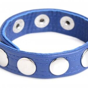 Cock Gear Verstellbarer Leder Lederpenisring mit Nieten - Blau