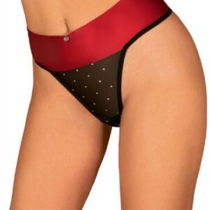 Tanga mit sexy Schleife - Schwarz/Rot